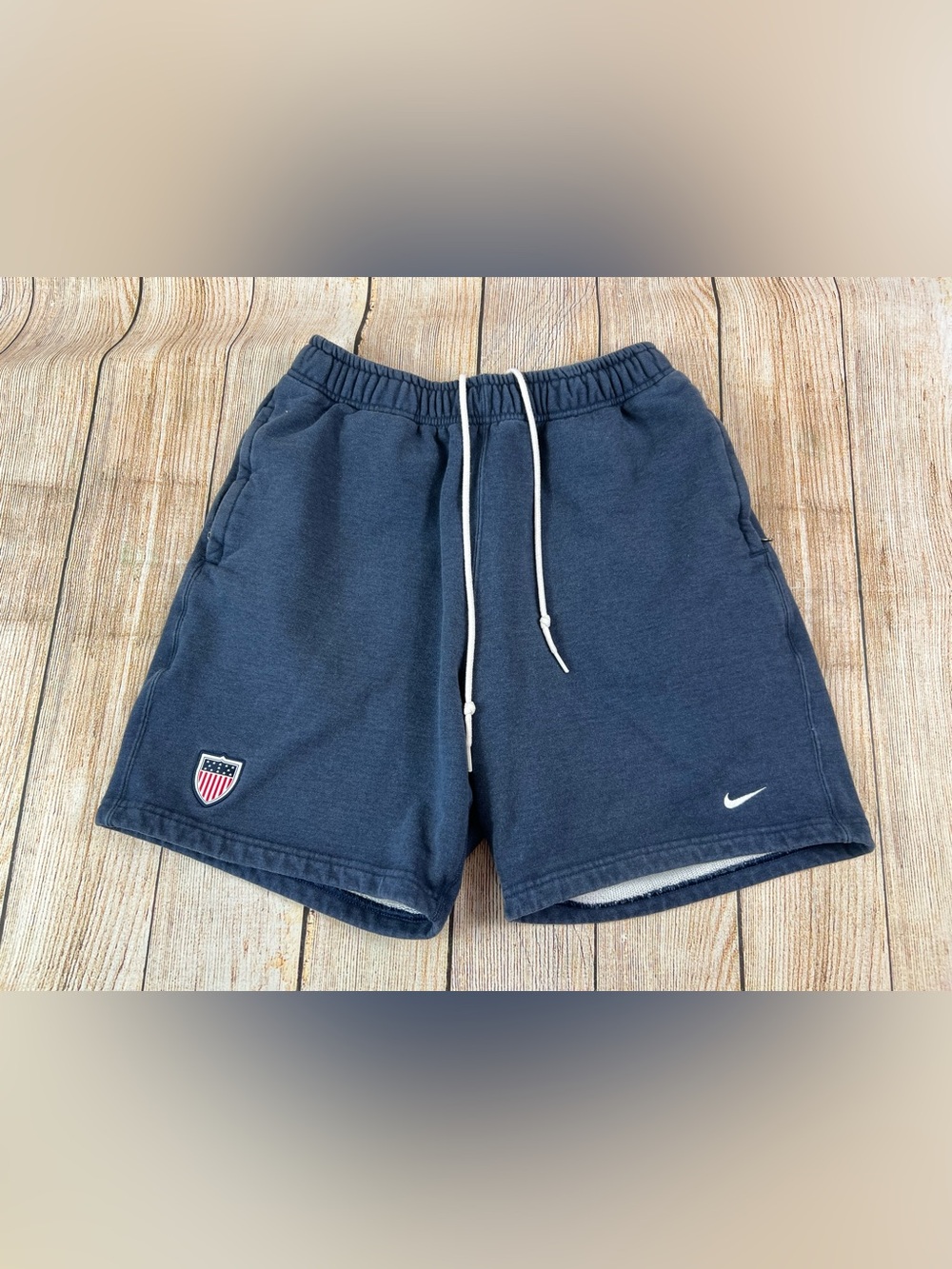 Nike Team USA Soccer Heavyweight Fleece Terry Blue Shorts FN1140-473 Size Small